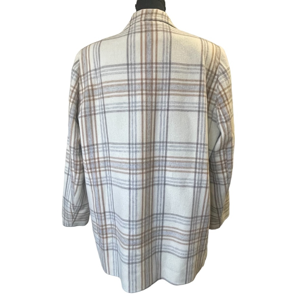 Vintage Tartan Plaid Wool Blend Blazer Boxy Preppy Structural Neutral Size L/XL - Picture 4 of 15